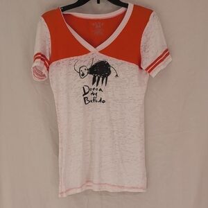 Orange and White Graphic Tee